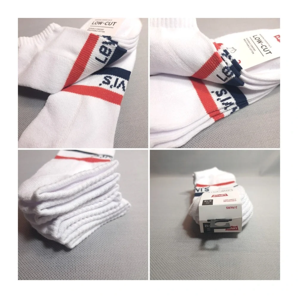 Levi's 3 Pairs Men's Half Cushion Low-Cut Socks Shoe Size 6-12‎ Durable Comfort
